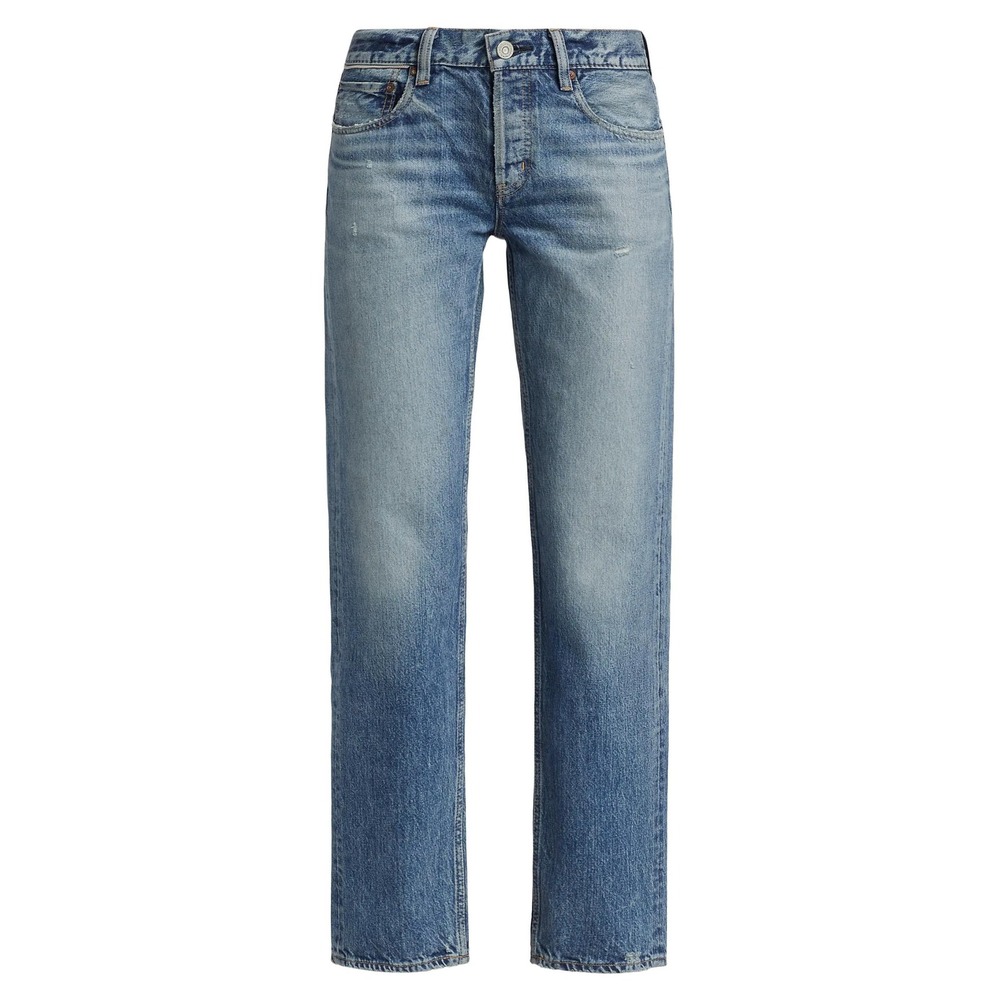 Moussy Vintage Jeans Womens 27 Blue Trigg Straight Low Distressed‎ Button Japan